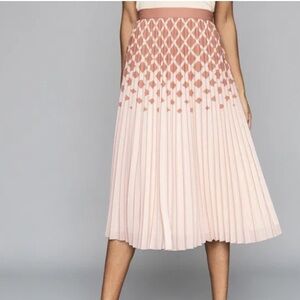 NEW Reiss Elsa Diamond Print Ombre Pleated Midi Skirt